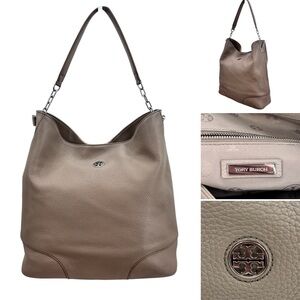 Tory Burch Whipstitch Logo Hobo Bag Taupe